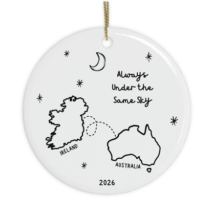 Always Under the Same Sky – Ireland to Australia Christmas tree Ornament