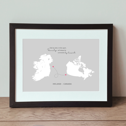 Ireland_to_canada_family_gift_print_with_always_connected_by_heart_quote_black_frame