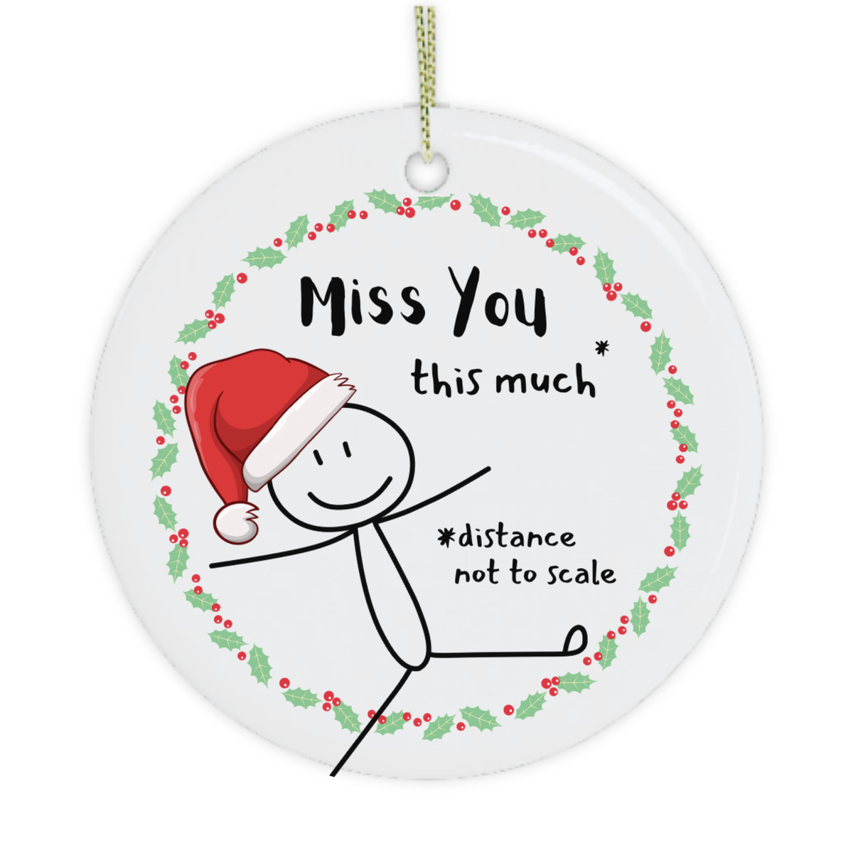 Long-distance Christmas gift for a friend or family member living abroad with the words 'miss you this much'.