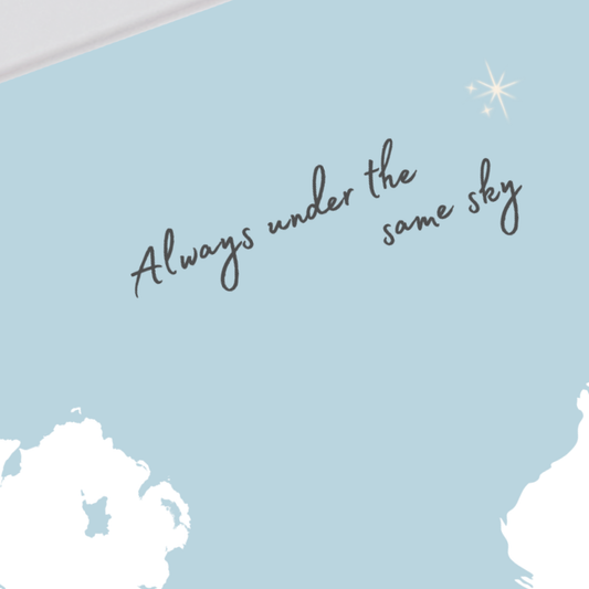 Location Map Print | Long Distance Gift | Always Under the Same Sky close up