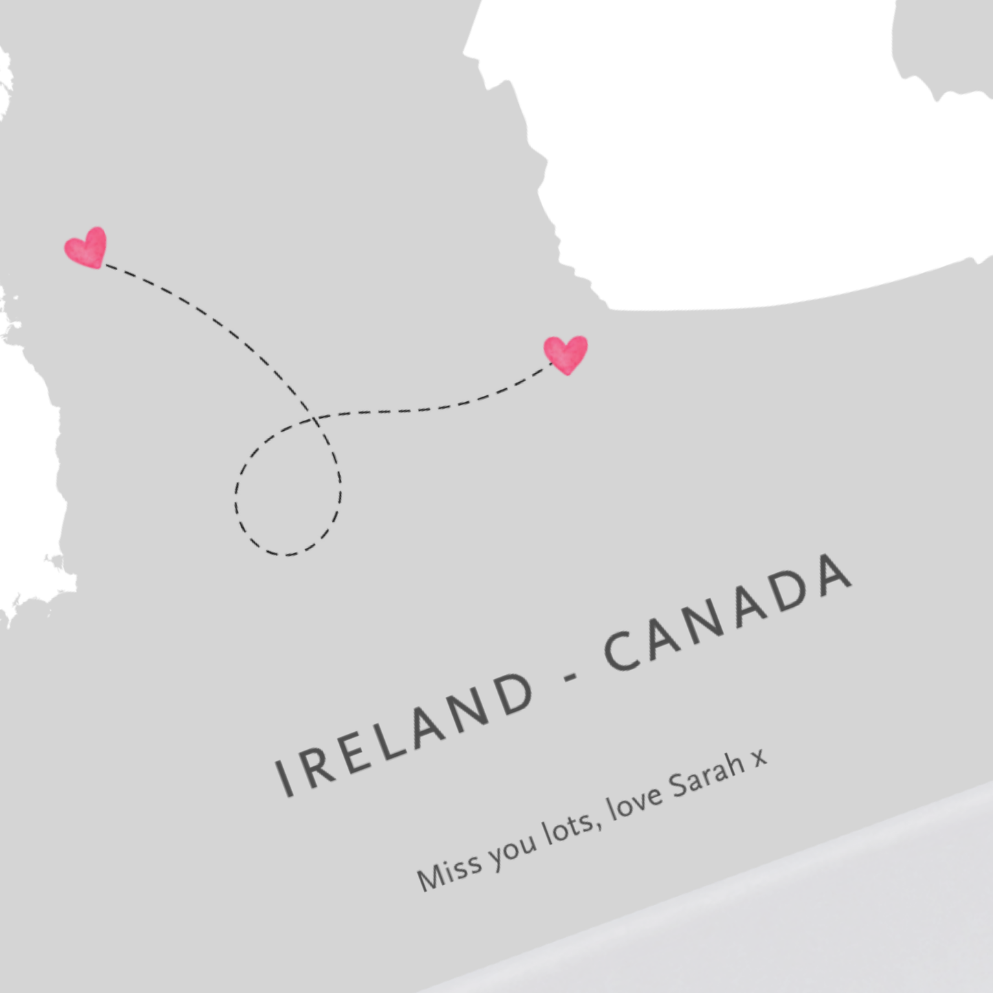 Ireland to Canada Family Map Print | Long Distance Family Gift | Meaningful Family Keepsake