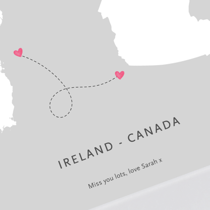 Ireland to Canada Family Map Print | Long Distance Family Gift | Meaningful Family Keepsake