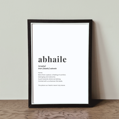 Abhaile Definition Print | Personalised Irish Home Wall Art