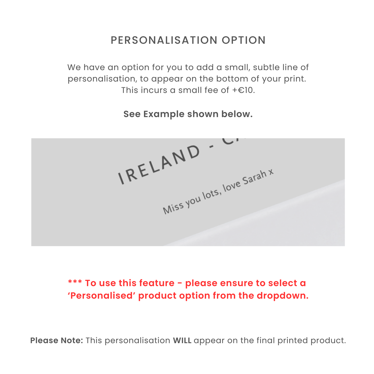 Willow and moon personalisation option