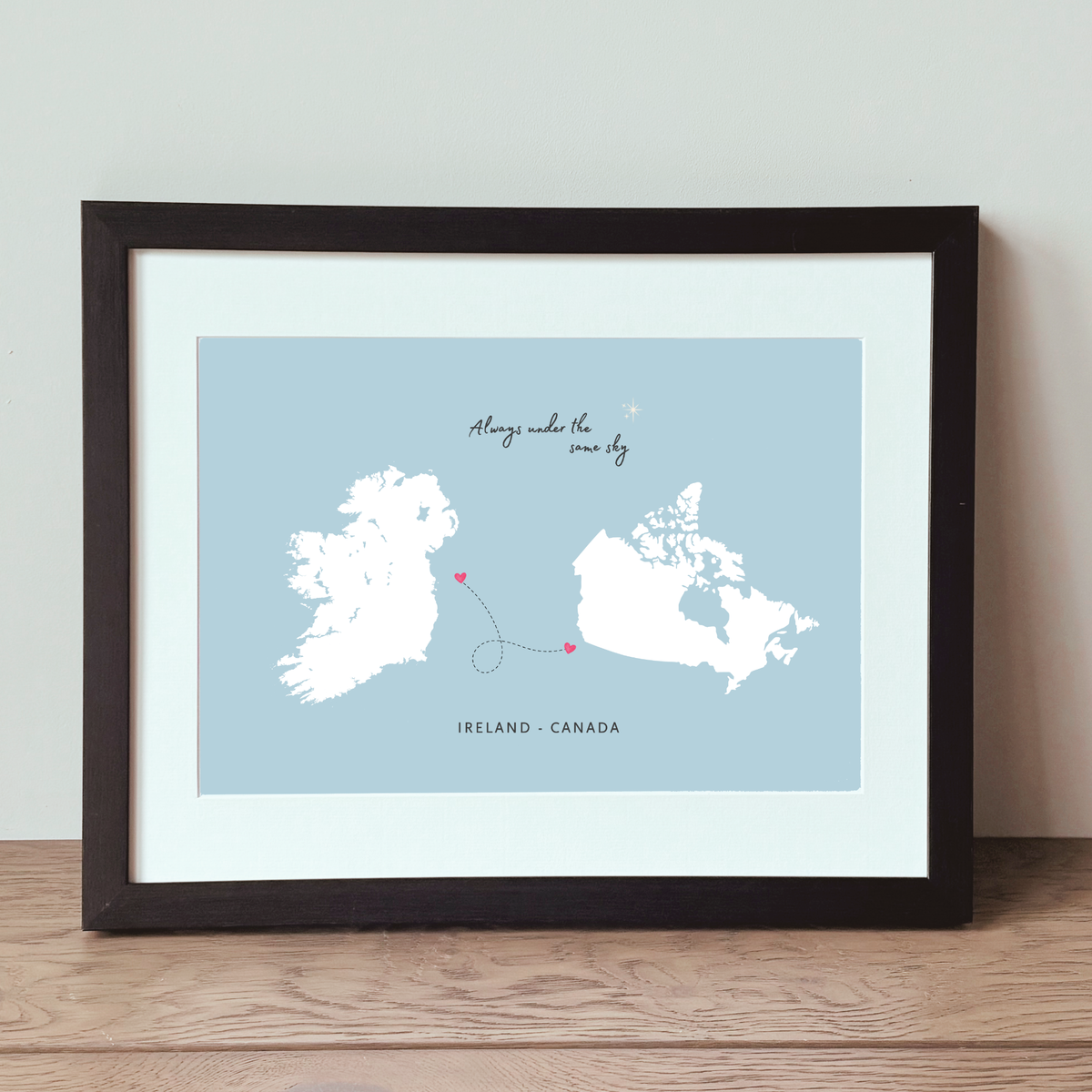 always-under-the-same-sky-map print black-frame