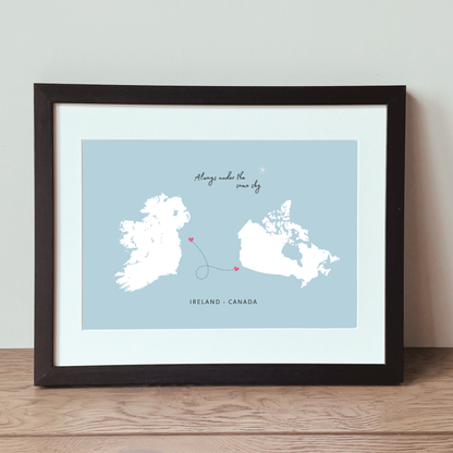 always-under-the-same-sky-map print black-frame