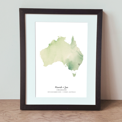 australia-engagement-keepsake in black frame