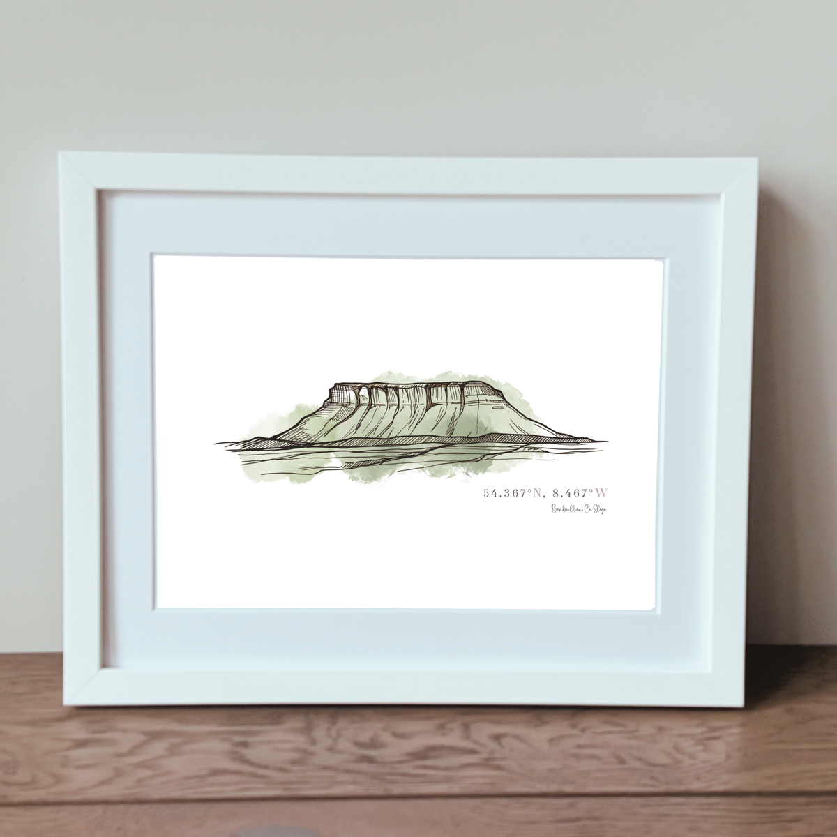 Benbulben Sligo landscape print displayed in a white frame