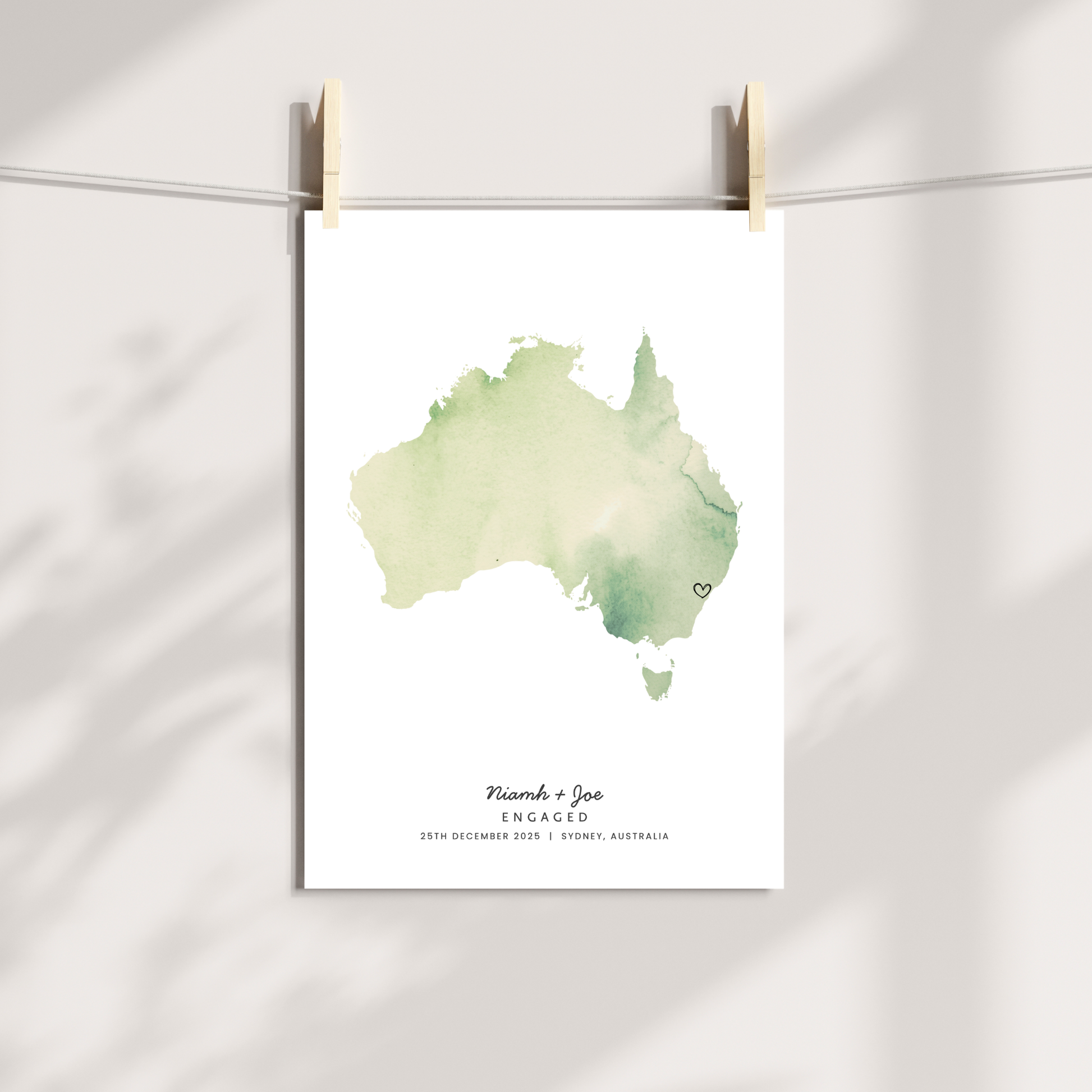 Custom Australia proposal location print featuring engagement location
