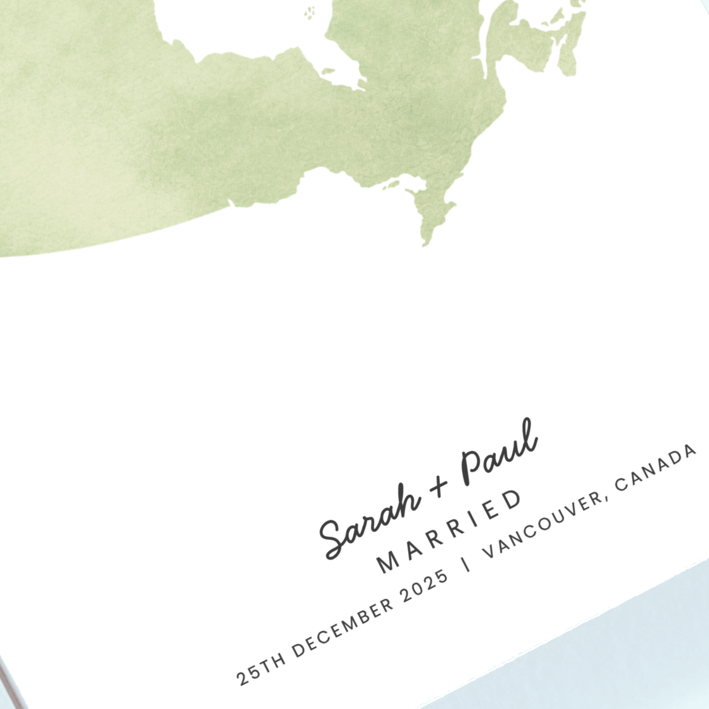 Personalised married abroad canada map artwork designed and printed in Ireland