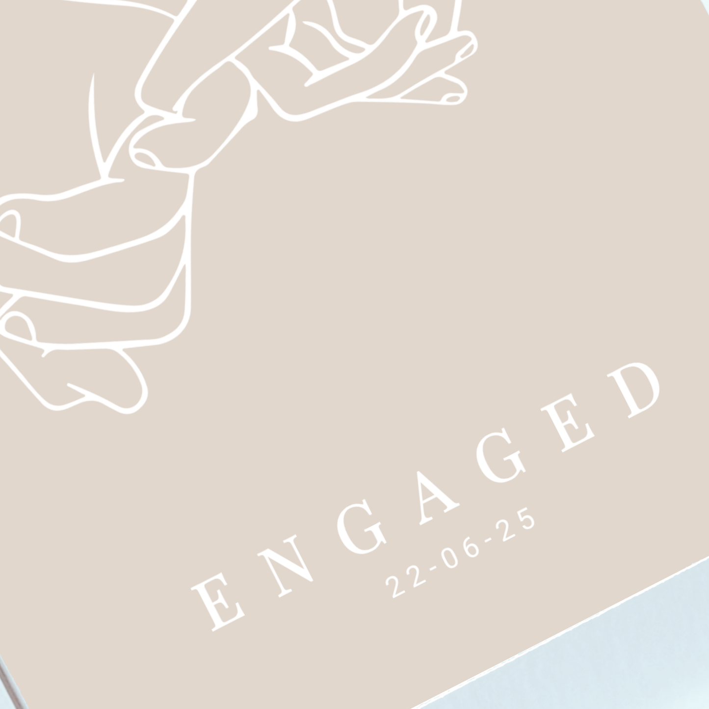 Close up of personalised engagement line art print with custom names