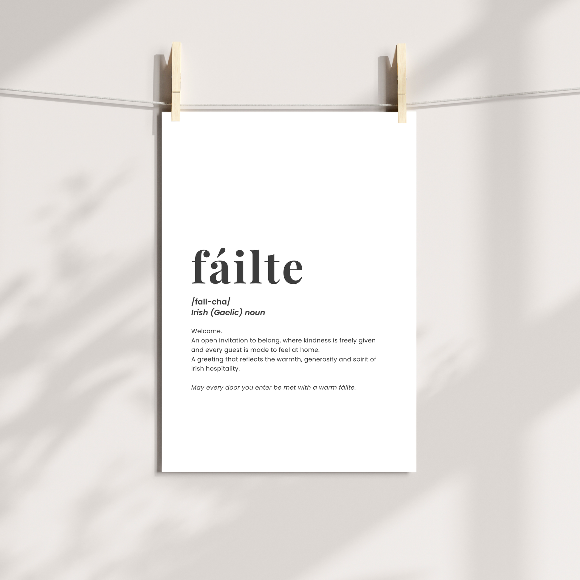 Irish housewarming gift featuring the word Fáilte