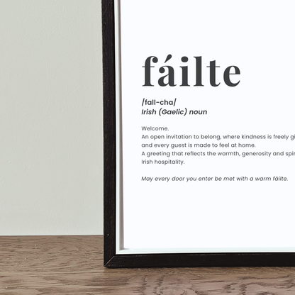 Modern Irish welcome wall art with optional personalisation