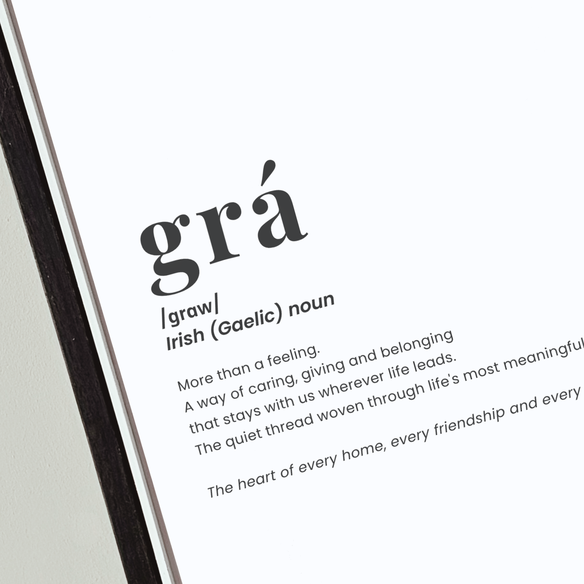 grá definition print featuring the Irish for love