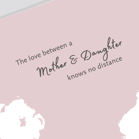 Long-distance mother and daughter gift featuring Ireland and Australia maps detail