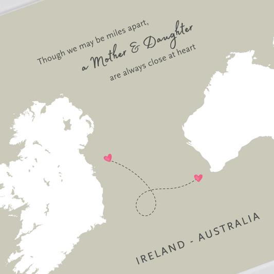 Ireland to Australia mother and daughter gift with heartfelt quote close-up