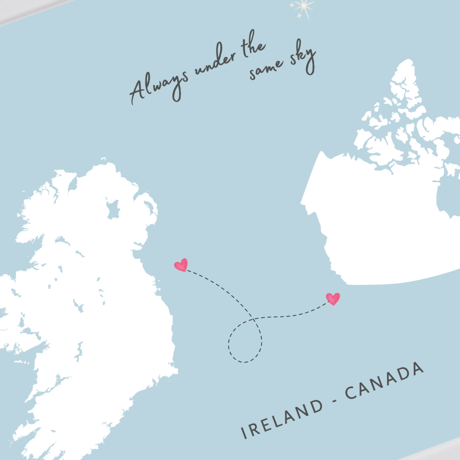 Long-distance Ireland Canada wall art for family and friends