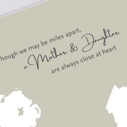 Ireland to canada mother and daughter gift with heartfelt quote close at heart close-up