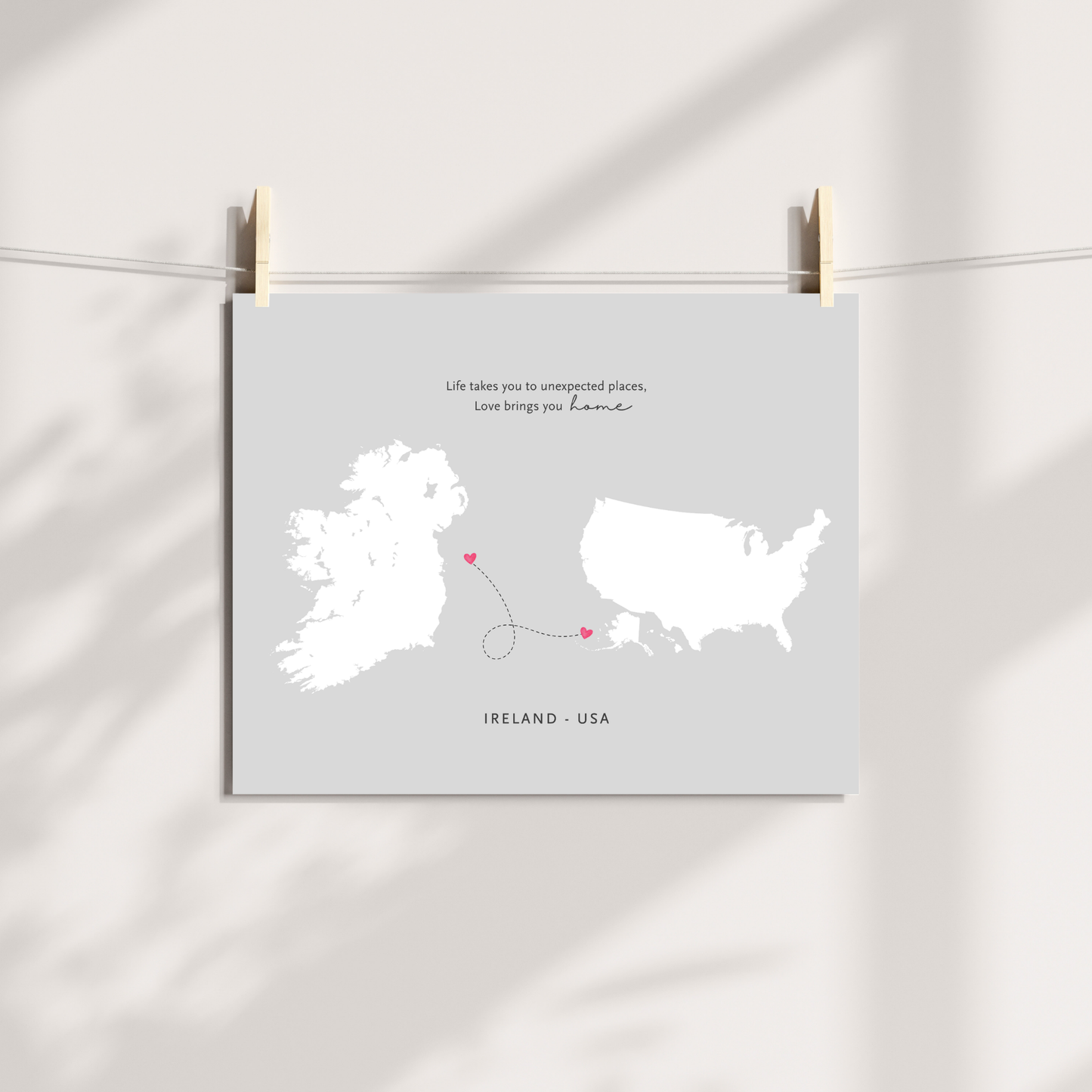 ireland-to-usa-map-print long distance gift