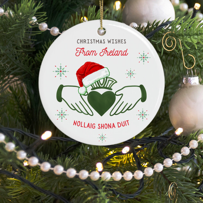 Irish Christmas ornament with Christmas wishes from Ireland for family living abroad