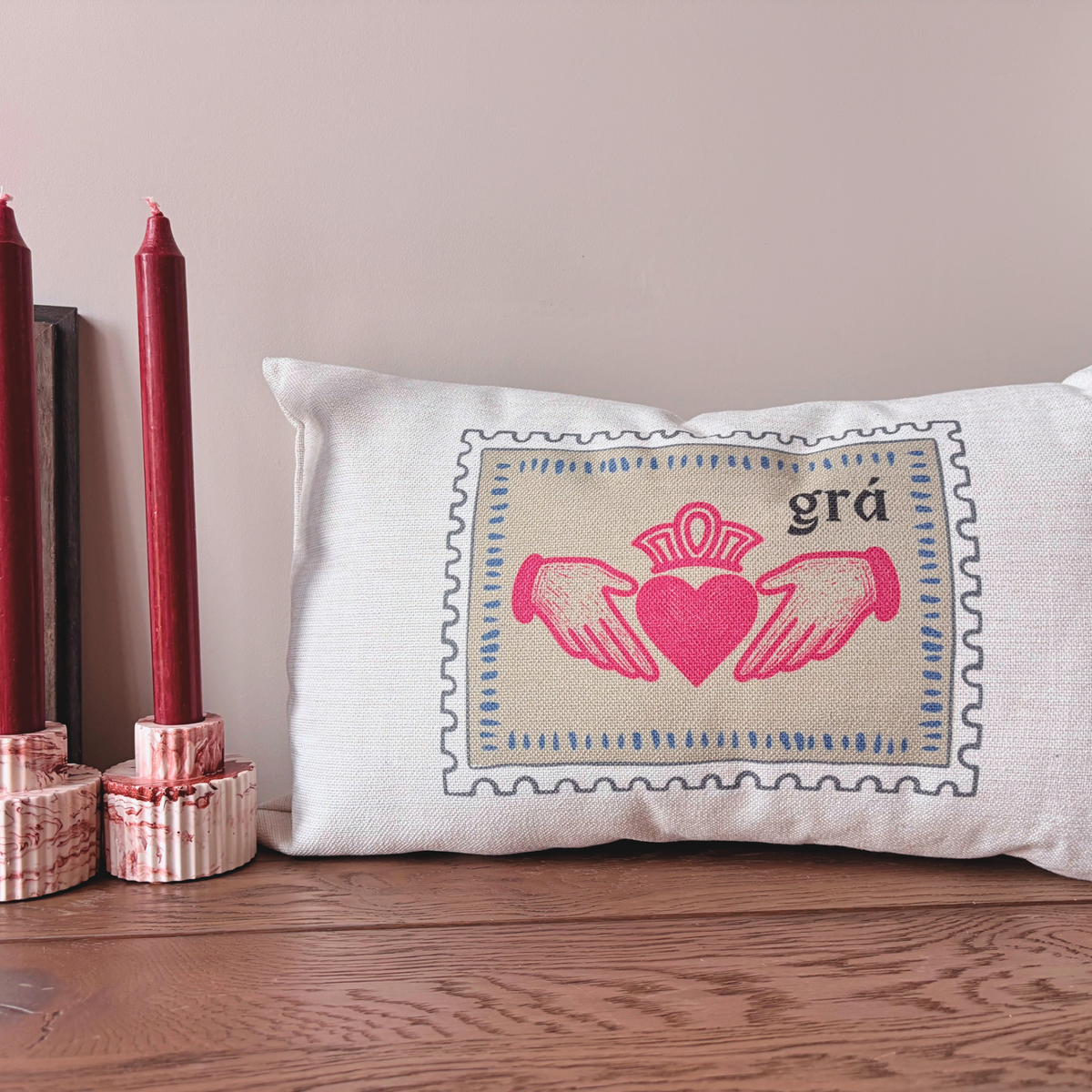 Irish Claddagh cushion representing love friendship and loyalty