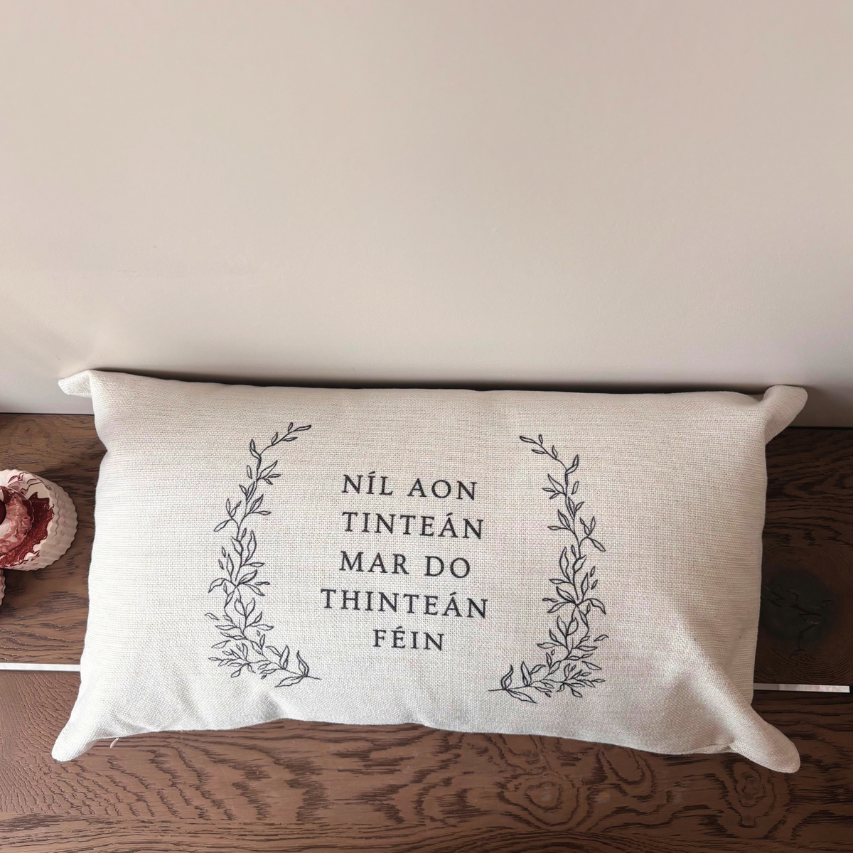 Neutral Irish language cushion designed by Willow & Moon in Ireland