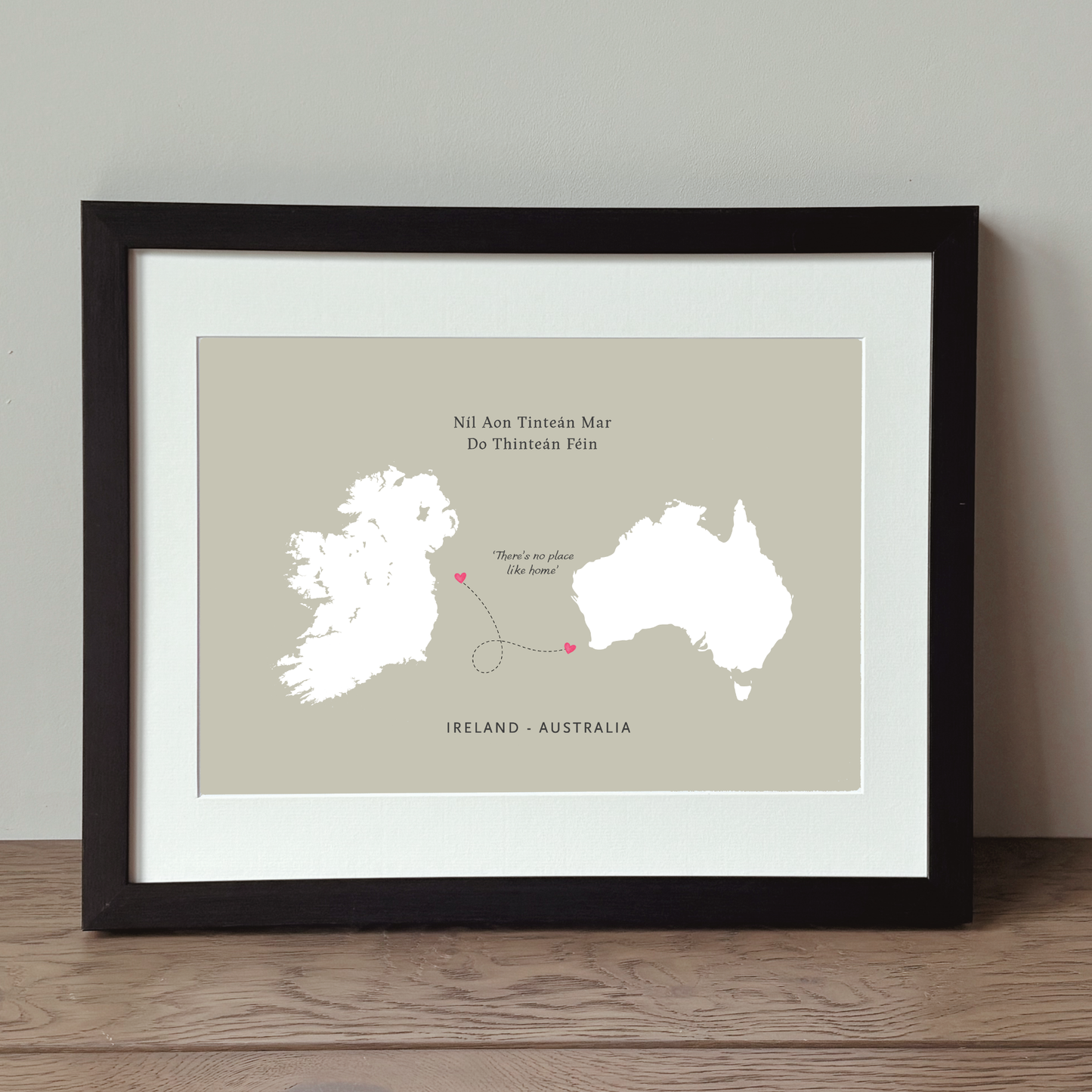 Ireland Australia gift for Irish emigrants and loved ones abroad black frame