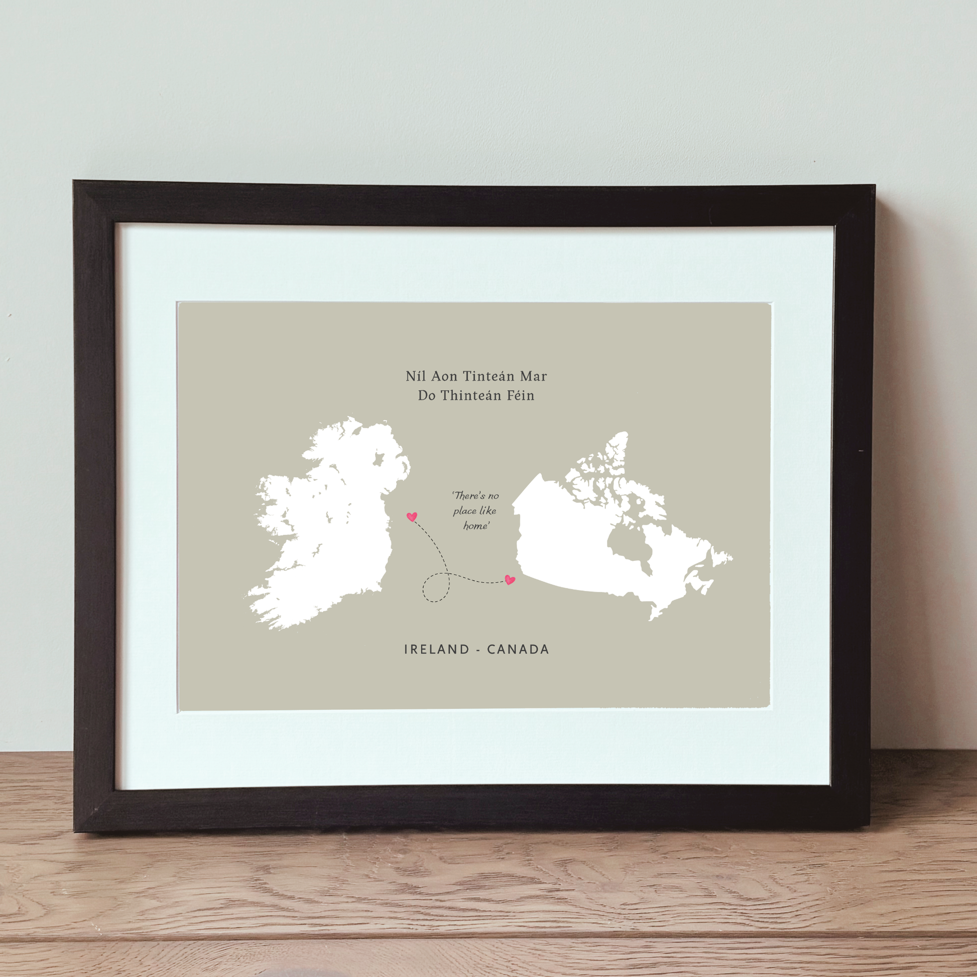Ireland canada gift for Irish emigrants and loved ones abroad black frame