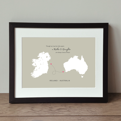 Long-distance mother and daughter gift designed and printed in Ireland