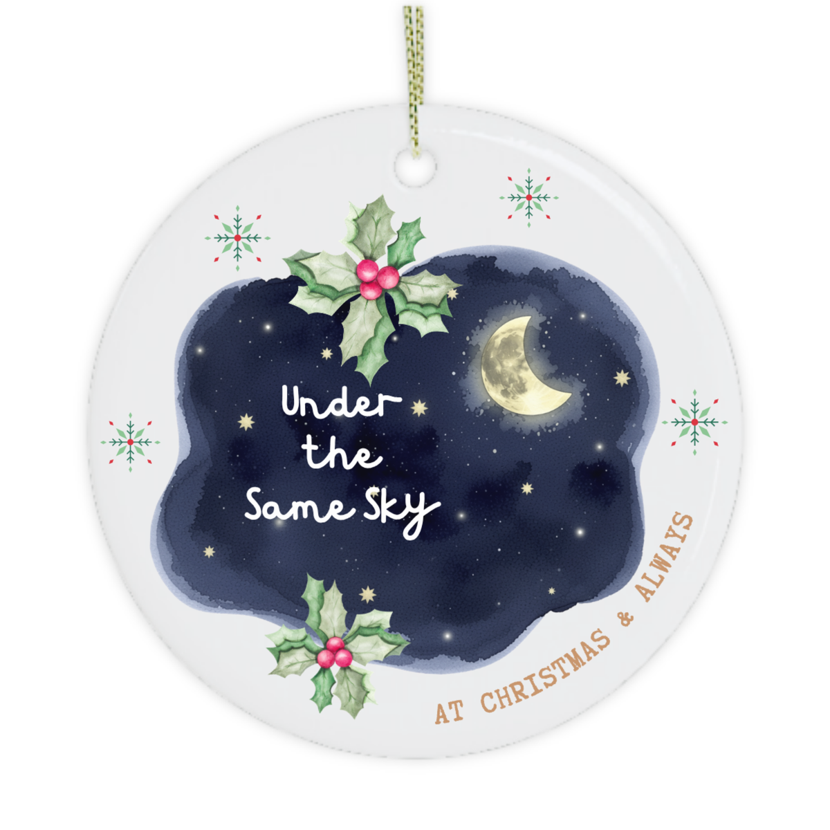 under the same sky ceramic christmas ornament long distance irish gift